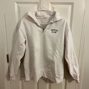 White Nantucket Brandy Melville Quarter-Zip Sweatshirt